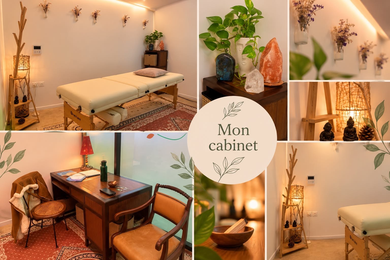 Le cabinet de Maud : espace de parole et table de soins dans une ambiance chaleureuse